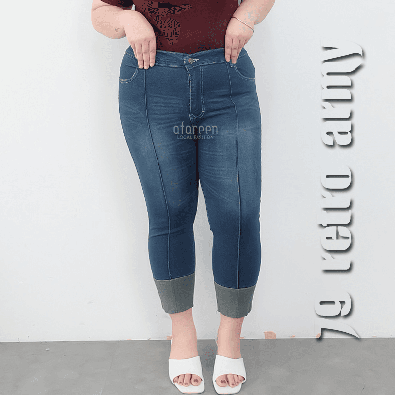 AFAREEN - Celana Jeans 79 Retro Jeans 7/9 Stik Balik Stretch Melar Jumbo Size 35-42