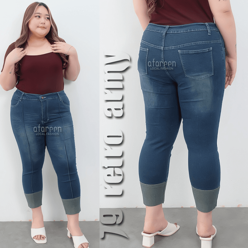 AFAREEN - Celana Jeans 79 Retro Jeans 7/9 Stik Balik Stretch Melar Jumbo Size 35-42