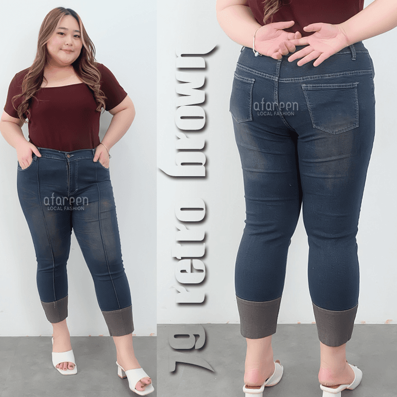 AFAREEN - Celana Jeans 79 Retro Jeans 7/9 Stik Balik Stretch Melar Jumbo Size 35-42